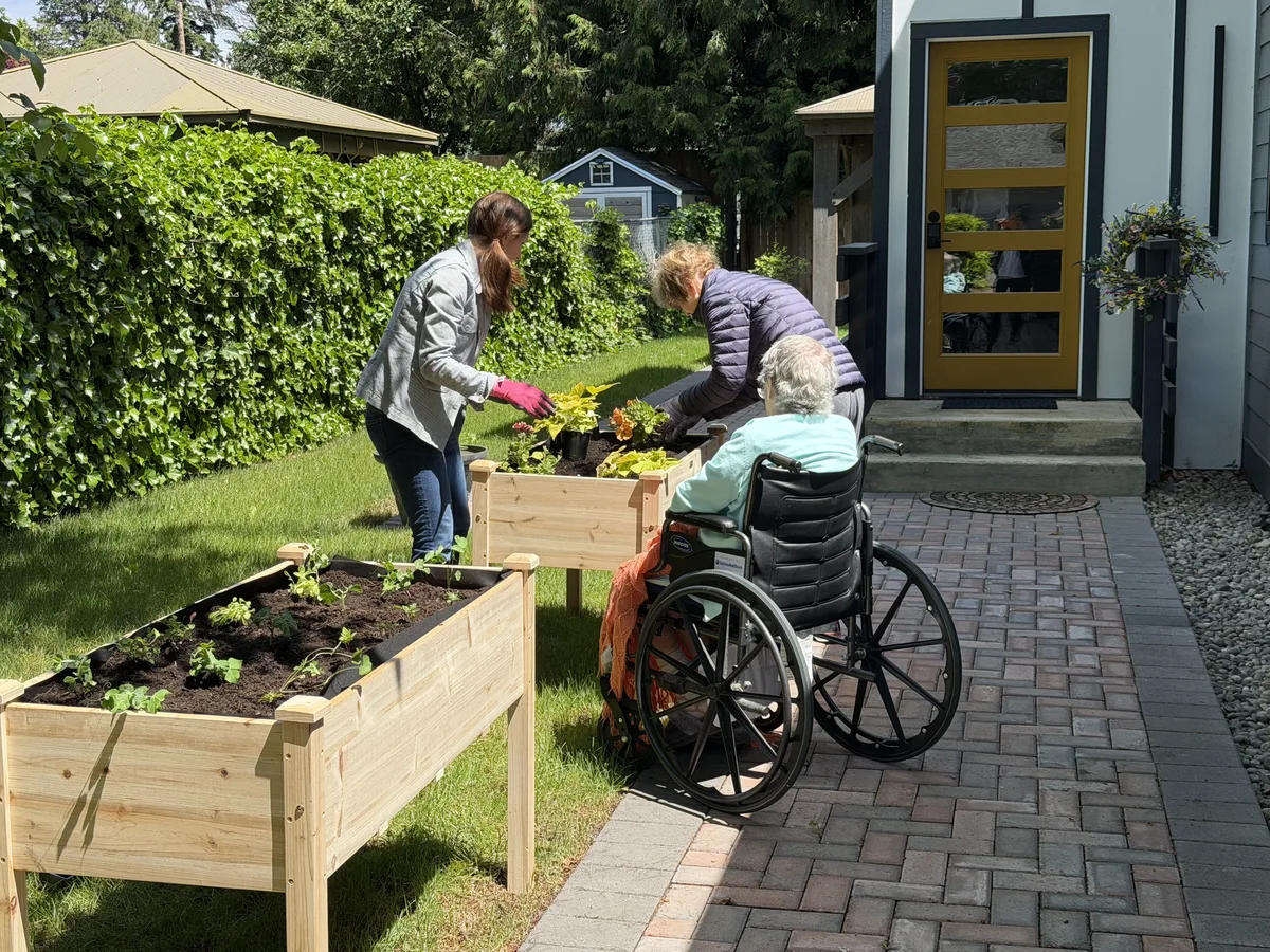 Community members planting together