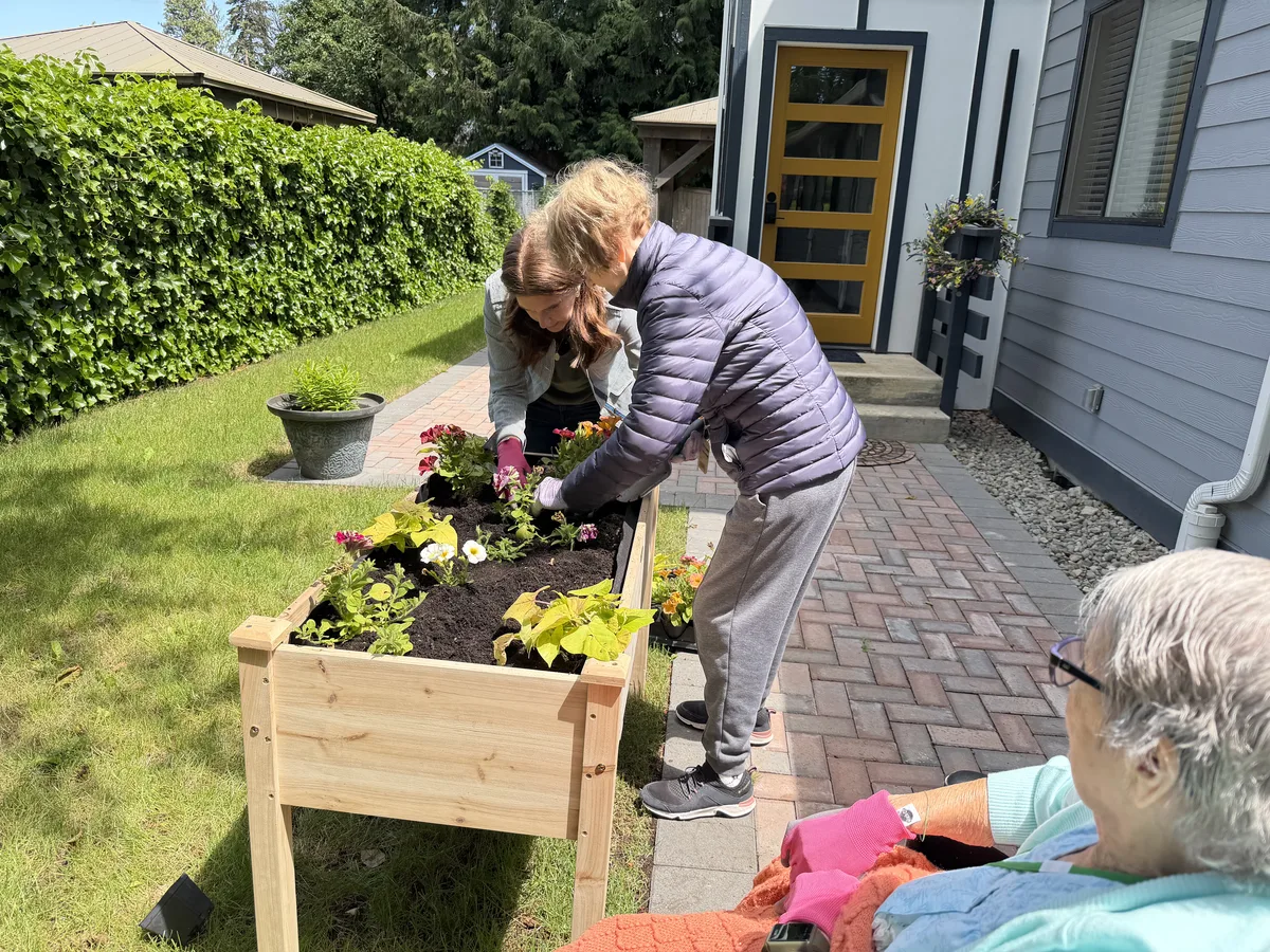 Working together in the garden