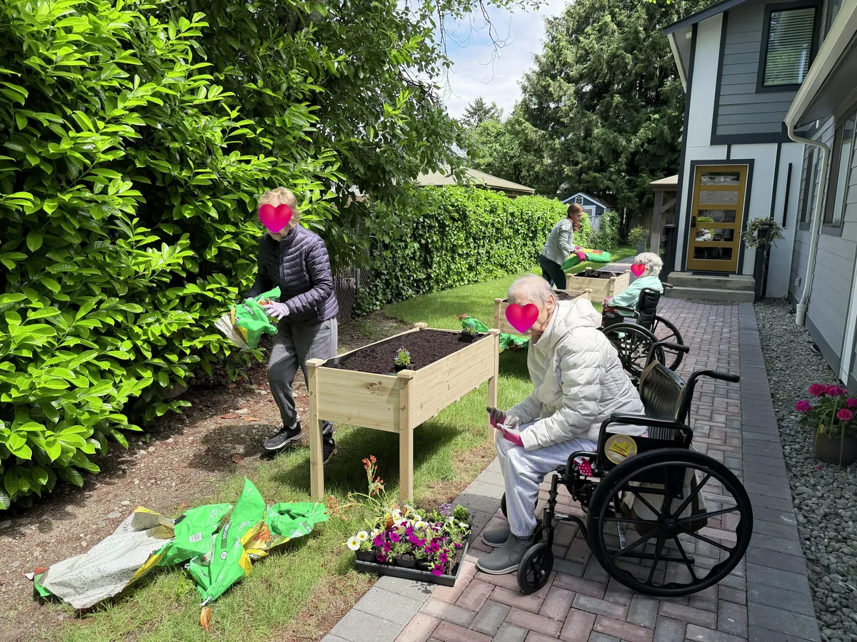 Tending to the garden beds